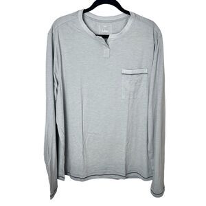 NWOT Lunya Lahgo Men's Restore Long Sleeve Henley T-Shirt Light Gray Sz 2XL